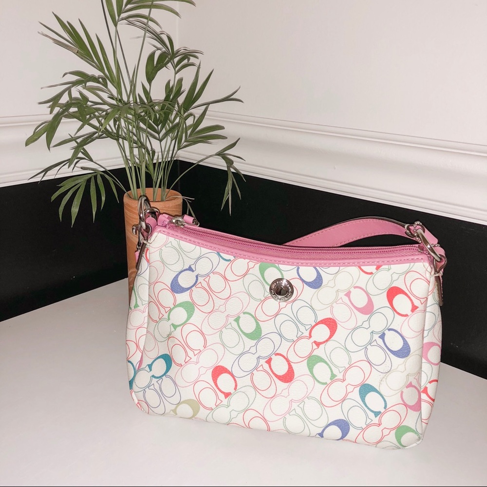 Coach Signature C Rainbow & Pink Leather Purse